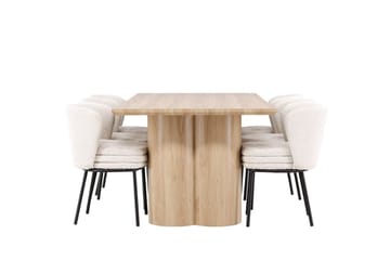 Rektangulär matgrupp Venture Home Vit Beige 6st - Møbler - Bord - Spisegrupper