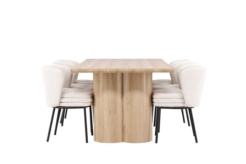 Rektangulär matgrupp Venture Home Vit Beige 6st - Møbler - Bord - Spisegrupper