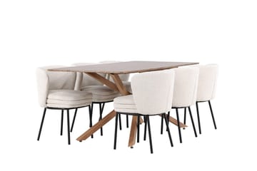 Rektangulär matgrupp Venture Home Vit Mocka 6st - Møbler - Bord - Spisegrupper