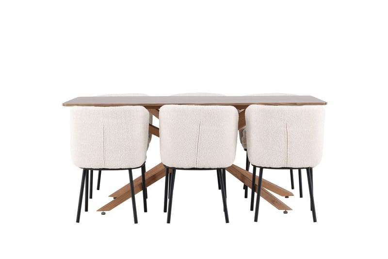 Rektangulär matgrupp Venture Home Vit Mocka 6st - Møbler - Bord - Spisegrupper