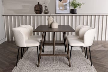 Rektangulär matgrupp Venture Home Vit Mörkbrun 4st - Mørkebrun - Møbler - Bord - Spisegrupper