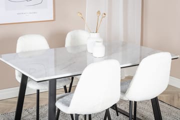 Rektangulär matgrupp Venture Home Vit Svart 4st - Møbler - Bord - Spisegrupper