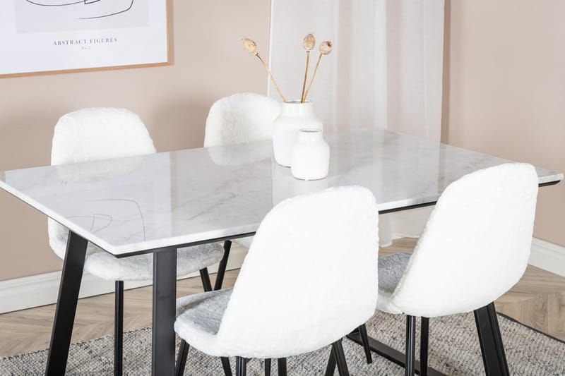 Rektangulär matgrupp Venture Home Vit Svart 4st - Møbler - Bord - Spisegrupper