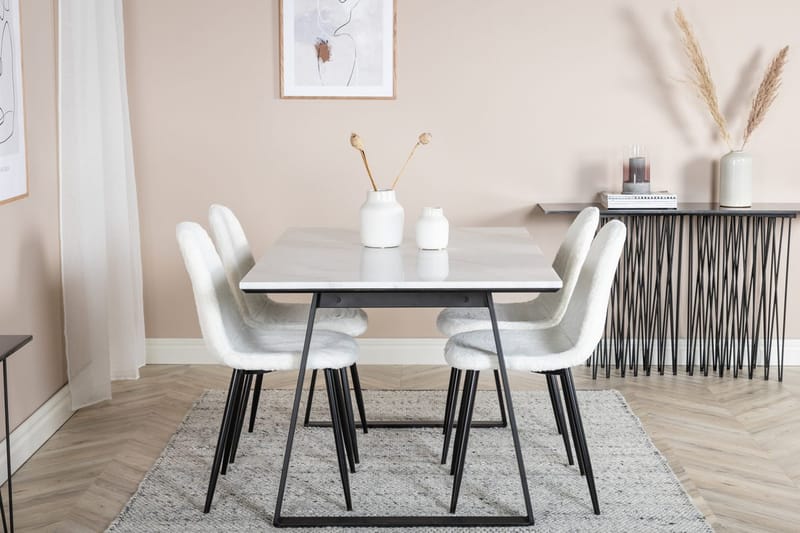 Rektangulär matgrupp Venture Home Vit Svart 4st - Møbler - Bord - Spisegrupper
