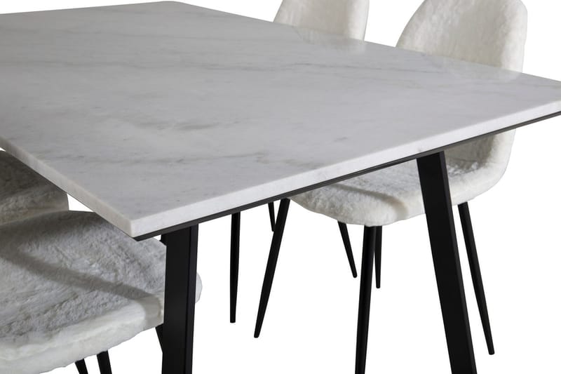Rektangulär matgrupp Venture Home Vit Svart 4st - Møbler - Bord - Spisegrupper