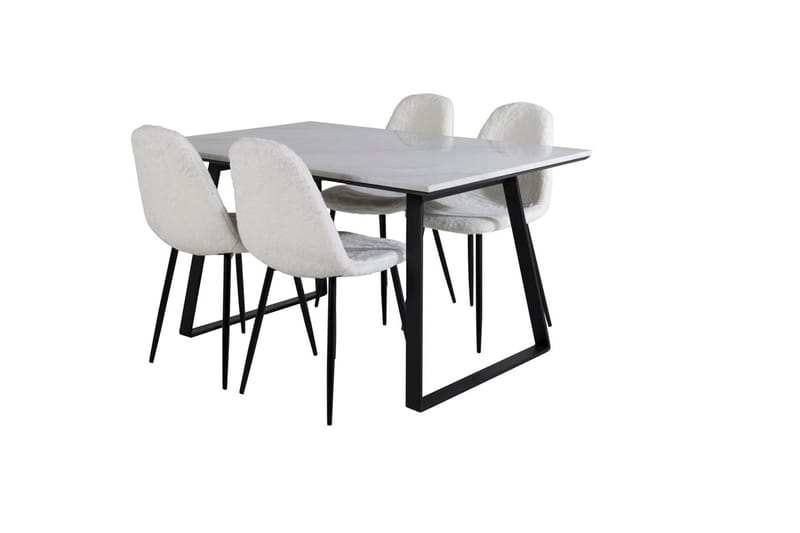Rektangulär matgrupp Venture Home Vit Svart 4st - Møbler - Bord - Spisegrupper