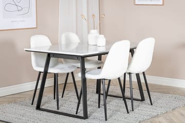 Rektangulär matgrupp Venture Home Vit Svart 4st - Møbler - Bord - Spisegrupper