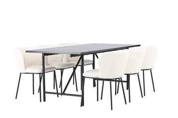 Rektangulär matgrupp Venture Home Vit Svart 6st - Møbler - Bord - Spisegrupper