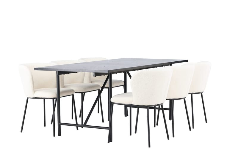 Rektangulär matgrupp Venture Home Vit Svart 6st - Møbler - Bord - Spisegrupper