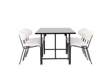 Rektangulär matgrupp Venture Home Vit Svart 6st - Møbler - Bord - Spisegrupper