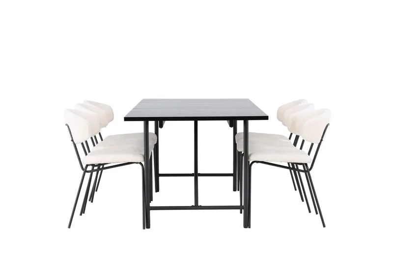 Rektangulär matgrupp Venture Home Vit Svart 6st - Møbler - Bord - Spisegrupper