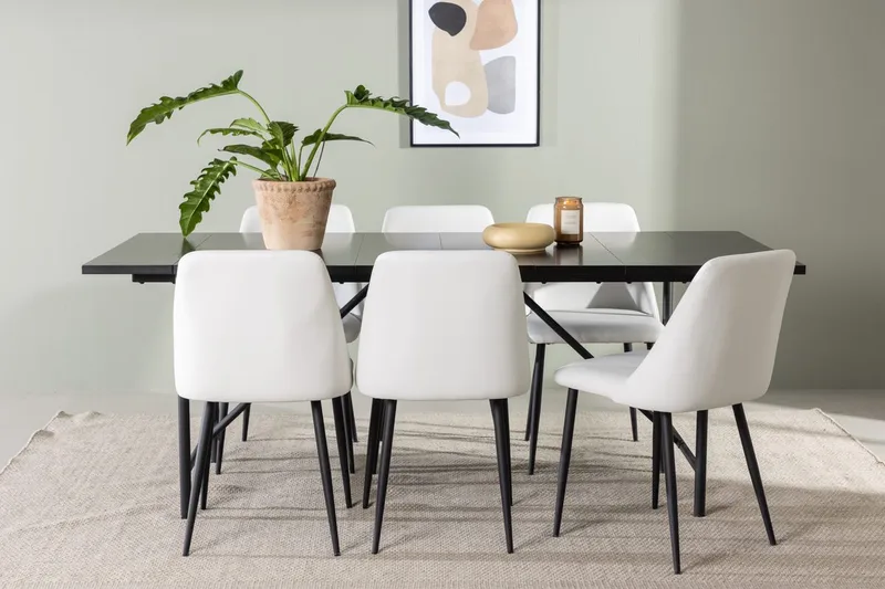Rektangulär matgrupp Venture Home Vit Svart 6st