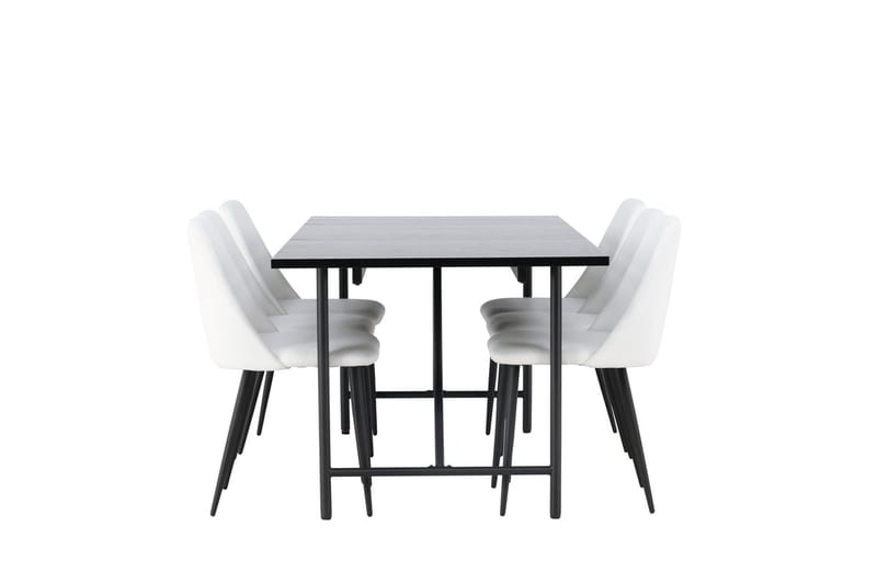 Rektangulär matgrupp Venture Home Vit Svart 6st - Møbler - Bord - Spisegrupper