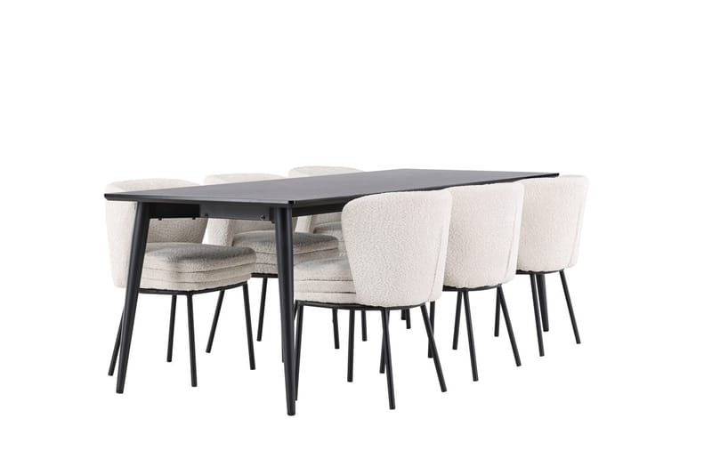 Rektangulär matgrupp Venture Home Vit Svart 6st - Møbler - Bord - Spisegrupper