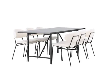 Rektangulär matgrupp Venture Home Vit Svart 6st - Møbler - Bord - Spisegrupper