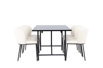 Rektangulär matgrupp Venture Home Vit Svart 6st - Møbler - Bord - Spisegrupper
