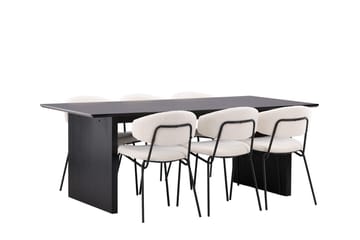 Rektangulär matgrupp Venture Home Vit Svart 6st - Møbler - Bord - Spisegrupper