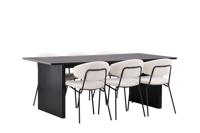 Rektangulär matgrupp Venture Home Vit Svart 6st - Møbler - Bord - Spisegrupper