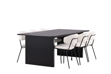 Rektangulär matgrupp Venture Home Vit Svart 6st - Møbler - Bord - Spisegrupper
