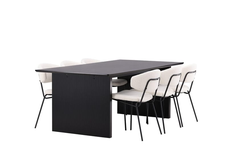 Rektangulär matgrupp Venture Home Vit Svart 6st - Møbler - Bord - Spisegrupper