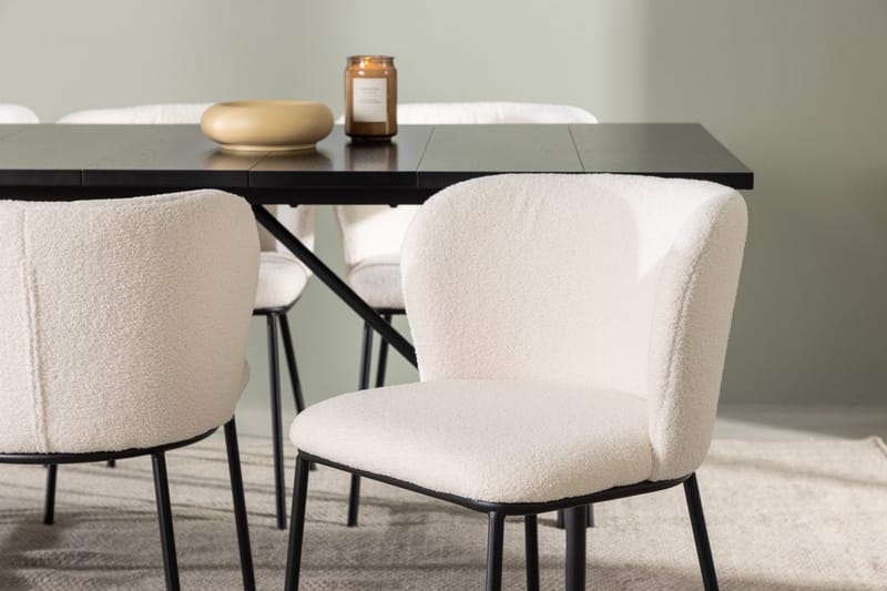 Rektangulär matgrupp Venture Home Vit Svart 6st - Møbler - Bord - Spisegrupper