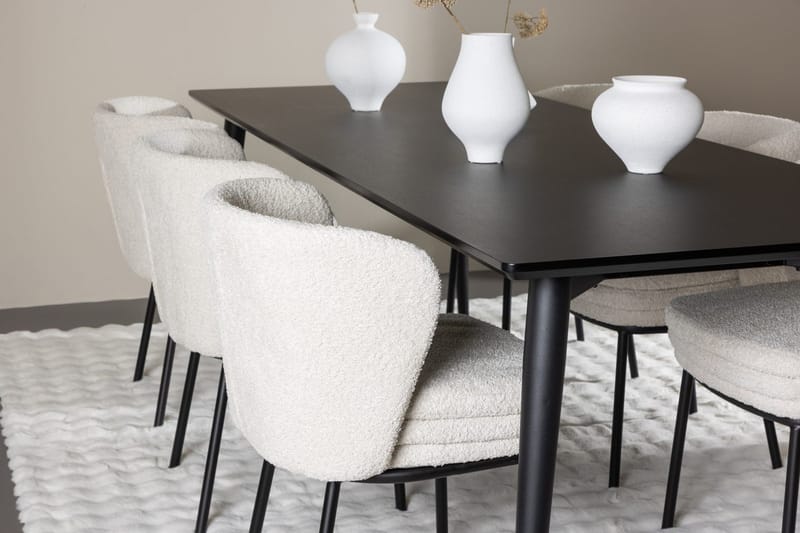 Rektangulär matgrupp Venture Home Vit Svart 6st - Møbler - Bord - Spisegrupper