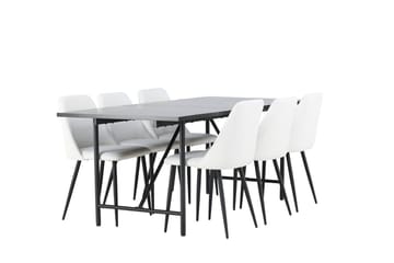 Rektangulär matgrupp Venture Home Vit Svart 6st - Møbler - Bord - Spisegrupper