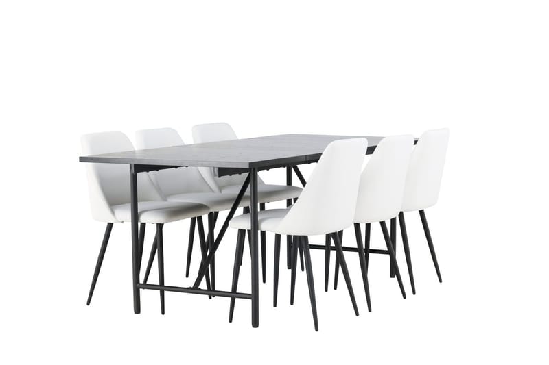 Rektangulär matgrupp Venture Home Vit Svart 6st - Møbler - Bord - Spisegrupper