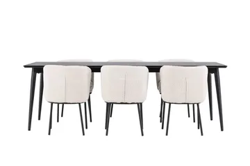 Rektangulär matgrupp Venture Home Vit Svart 6st - Møbler - Bord - Spisegrupper