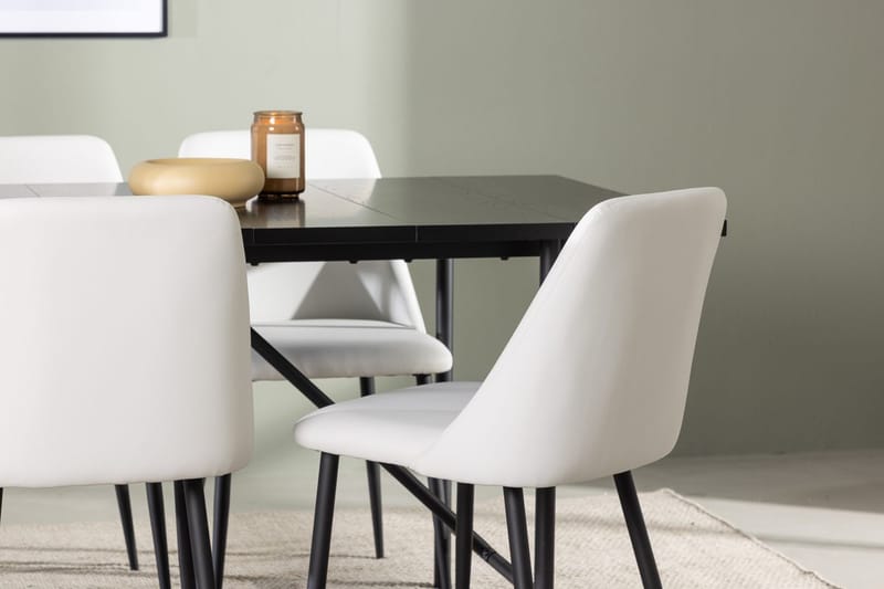 Rektangulär matgrupp Venture Home Vit Svart 6st - Møbler - Bord - Spisegrupper