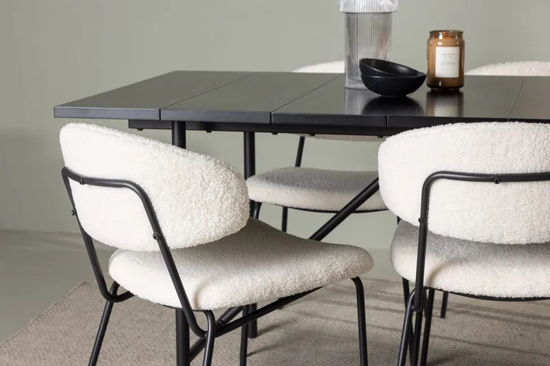 Rektangulär matgrupp Venture Home Vit Svart 6st - Møbler - Bord - Spisegrupper