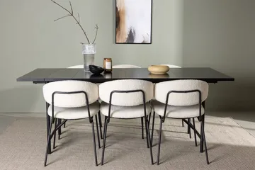 Rektangulär matgrupp Venture Home Vit Svart 6st - Møbler - Bord - Spisegrupper