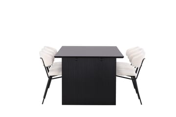Rektangulär matgrupp Venture Home Vit Svart 6st - Møbler - Bord - Spisegrupper