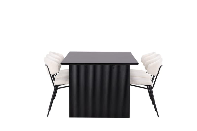 Rektangulär matgrupp Venture Home Vit Svart 6st - Møbler - Bord - Spisegrupper