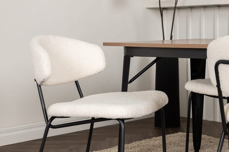 Rektangulär matgrupp Venture Home Vit Valnöt 4st - Møbler - Bord - Spisegrupper