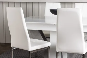 Rektangulär matgrupp Venture Home Vit Vit 4st - Møbler - Bord - Spisegrupper