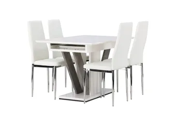 Rektangulär matgrupp Venture Home Vit Vit 4st - Møbler - Bord - Spisegrupper