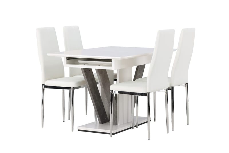 Rektangulär matgrupp Venture Home Vit Vit 4st - Møbler - Bord - Spisegrupper