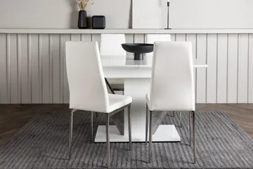 Rektangulär matgrupp Venture Home Vit Vit 4st - Møbler - Bord - Spisegrupper