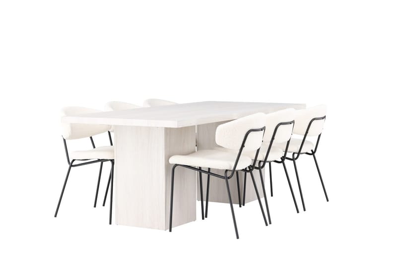 Rektangulär matgrupp Venture Home Vit Vit 6st - Møbler - Bord - Spisegrupper