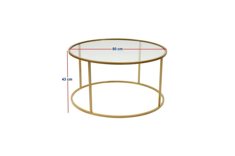 Retzow Stuebord 80 cm - Gull/Gjennomsiktig - Møbler - Bord - Sofabord