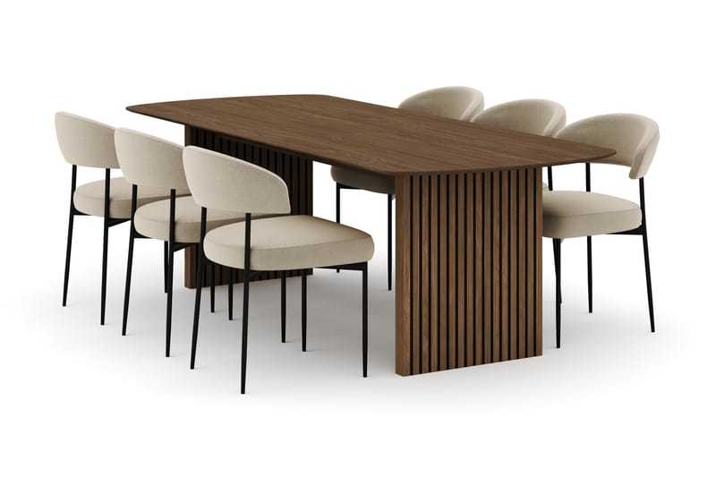 Richeto Ovalt Spisebord 240 cm med 6 Sawako Stoler - Eik - Møbler - Bord - Spisegrupper