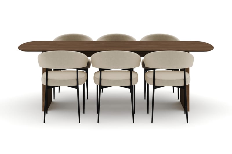 Richeto Ovalt Spisebord 240 cm med 6 Sawako Stoler - Eik - Møbler - Bord - Spisegrupper