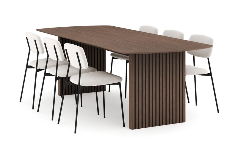 Richeto Ovalt Spisegruppe Røkt Eik 240 cm med 6 Lowe Spisestoler - Røyket Eik - Møbler - Bord - Spisegrupper