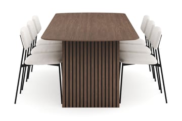 Richeto Ovalt Spisegruppe Røkt Eik 240 cm med 6 Lowe Spisestoler - Røyket Eik - Møbler - Bord - Spisegrupper