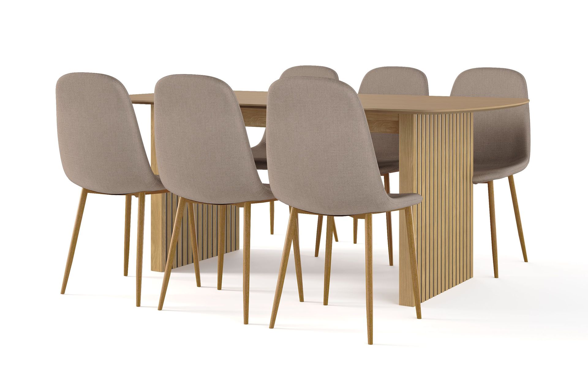 Richeto spisebord 180 cm eik + 6 stk. Nibe stol brun med eikeben - Eik