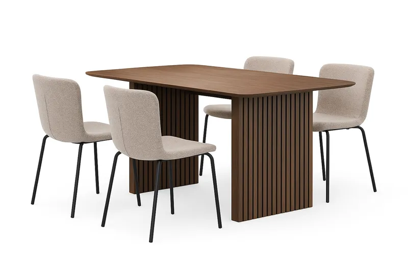 Richeto spisebord 180 cm med 4 Katy spisestoler, Røkt eik