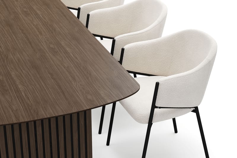 Richeto Spisebord 180 cm med 6 Filip Spisestoler - Røkt eik / Hvit Bouclé - Møbler - Bord - Spisegrupper