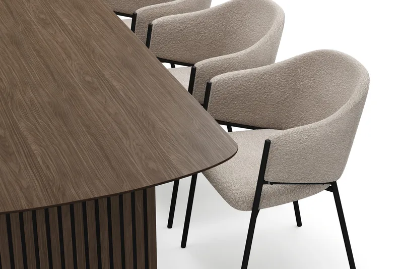 Richeto Spisebord 180 cm med 6 Filip Spisestoler - Røkt eik / Taupe Bouclé - Møbler - Bord - Spisegrupper