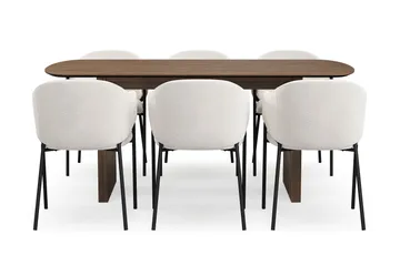 Richeto spisebord 180 cm med 6 Filip spisestoler - Røkt eik - Møbler - Bord - Spisegrupper